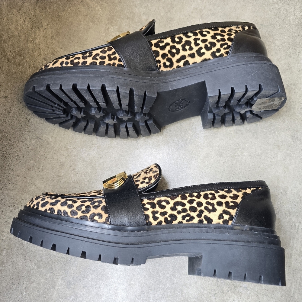 Michael Kors Leopard Print Flats with Black and Gold Accents